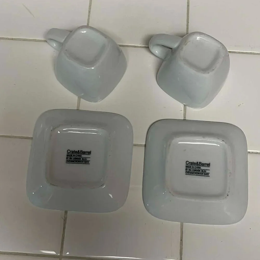 Crate & Barrel cups and saucers